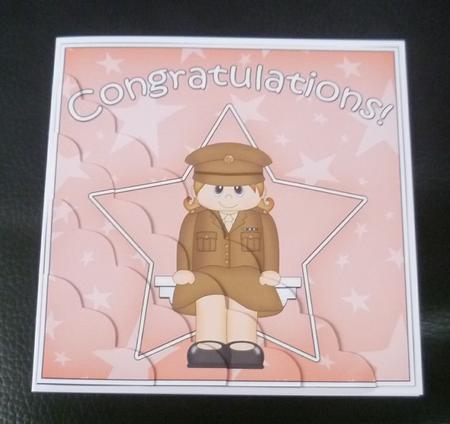 Army Congratulations Scallop Corner Side Stacker by Charlie Angel