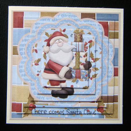 Here Comes Santa Claus Pyramid Card Front by Charlie Angel