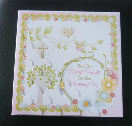 Our Daughter's Christening Topper 8x8 Inch Add Embellishment by Charlie Angel