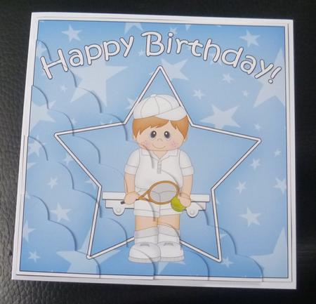 Tennis Birthday Scallop Corner Side Stacker by Charlie Angel