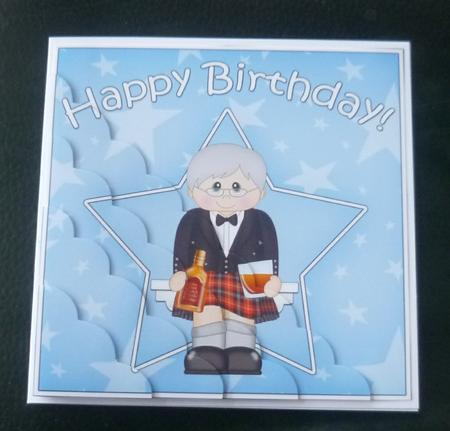 Scottish Whisky Drinker Scallop Corner Side Stacker by Charlie Angel