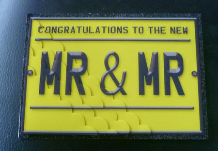 5 x 7 Mr & Mr Number Plate Scallop Corner Stacker by Charlie Angel