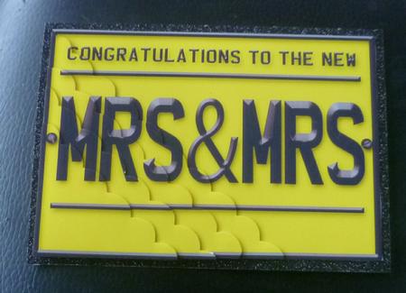 5 x 7 Mrs & Mrs Number Plate Scallop Corner Stacker by Charlie Angel