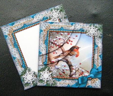 Robin 1 Snow 3in Mini Card Envelope Duo Corner Stacker Aio by Charlie Angel