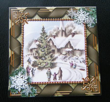 Village Scene One Edge Scallop Bottom Stacker by Charlie Angel
