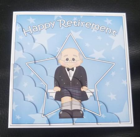 Scotsman Retirement Scallop Corner Side Stacker by Charlie Angel