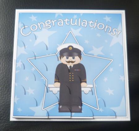 Navy Congratulations Scallop Corner Side Stacker by Charlie Angel