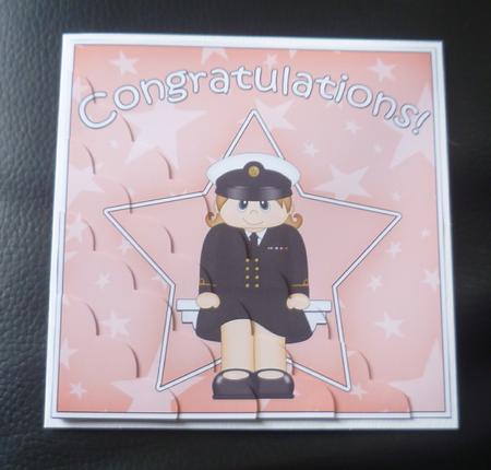 Navy Congratulations Scallop Corner Side Stacker by Charlie Angel