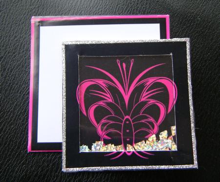 Tags with a Difference - Black & Pink Butterfly Mini Shaker by Charlie Angel