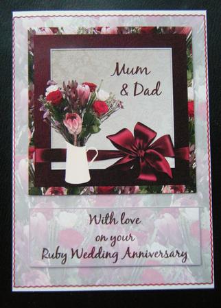Rose & Protea Bouquet Ruby Anniversary Card by Charlie Angel