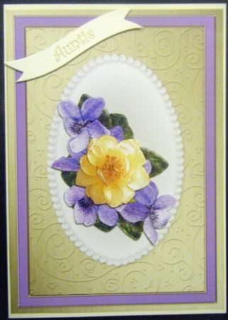 Flowers & Pearls Quick Card with Decoupage by Charlie Angel