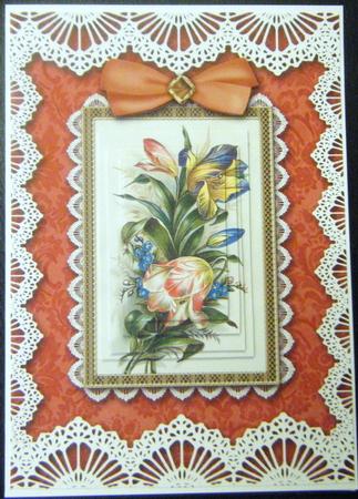 Coloured Tulips A5 Lace Card Front Step by Step by Charlie Angel