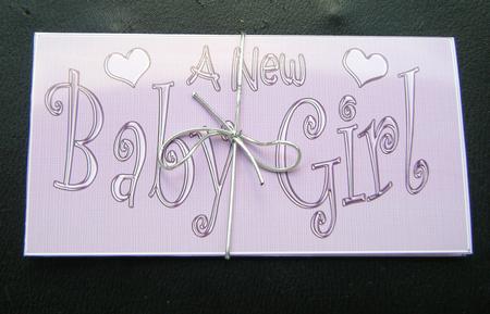 New Baby Girl Money or Gift Wallet and Card by Charlie Angel