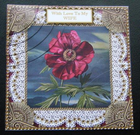 Plum Peony Vintage 6inch Duo Corner Stack Card Front by Charlie Angel