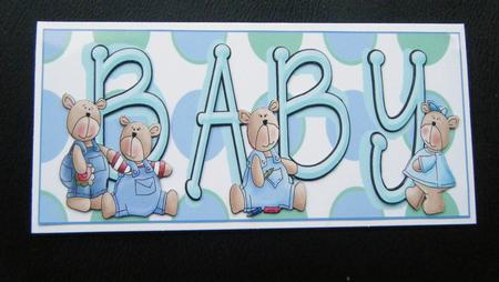 Large Dl Baby Boy Bears Decoupage Card by Charlie Angel