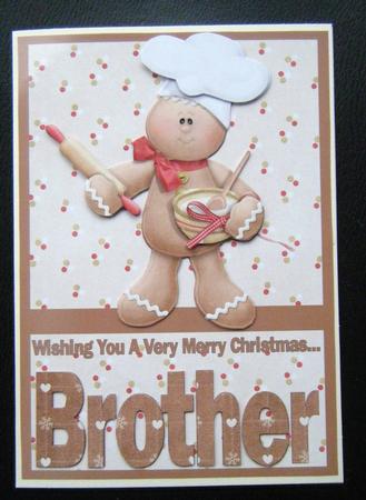 Merry Christmas Brother A5 Decoupage Card by Charlie Angel