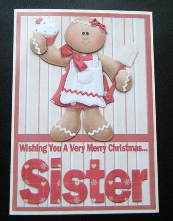 Merry Christmas Sister A5 Decoupage Card by Charlie Angel