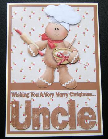 Merry Christmas Uncle A5 Decoupage Card by Charlie Angel