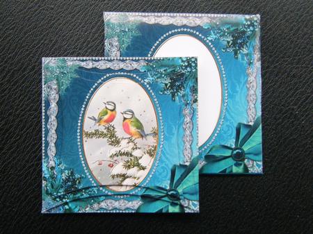 Blue Tits Ice Card Envelope Pointy Stacker Aio by Charlie Angel