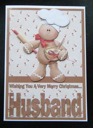 Merry Christmas Husband A5 Decoupage Card by Charlie Angel