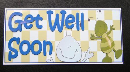 Large Dl Blue&green Get Well Soon Bugs Card by Charlie Angel