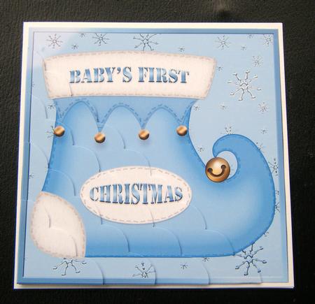 Baby's 1st Xmas Stocking Scallop Corner Side Stacker Topper by Charlie Angel