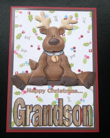 Happy Christmas Grandson A5 Decoupage Card by Charlie Angel