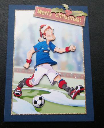 Blue, Red and White Christmas Football Dude. by Charlie Angel
