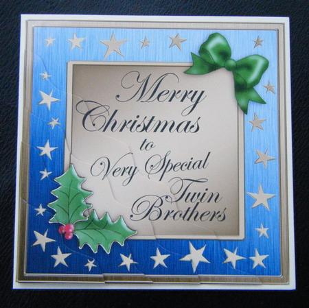 Twin Brothers Christmas Wavy Corner Side Stacker Topper by Charlie Angel