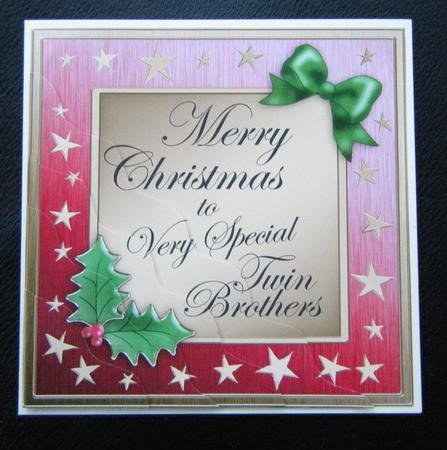 Twin Brothers Christmas Wavy Corner Side Stacker Topper by Charlie Angel
