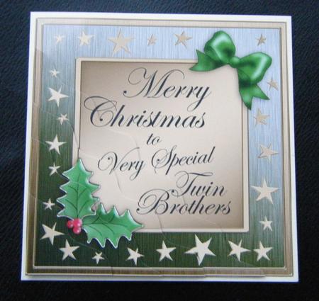 Twin Brothers Christmas Wavy Corner Side Stacker Topper by Charlie Angel