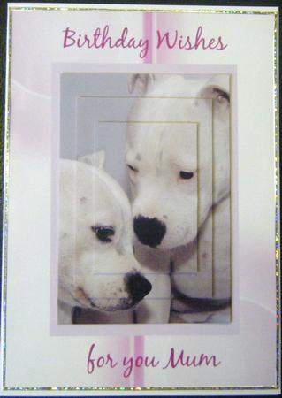 Staffordshire Bull Terrier Mum Birthday Pyramid Card by Charlie Angel