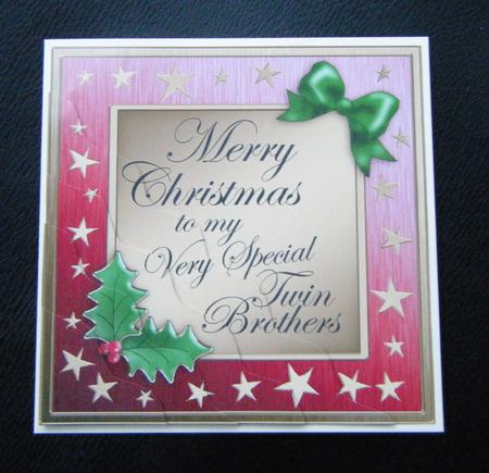 My Twin Brothers Christmas Wavy Corner Side Stacker Topper by Charlie Angel