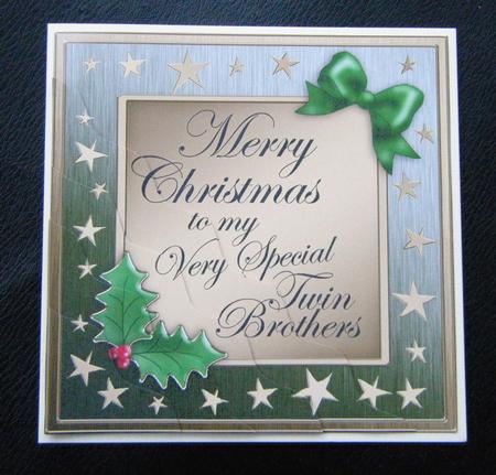 My Twin Brothers Christmas Wavy Corner Side Stacker Topper by Charlie Angel