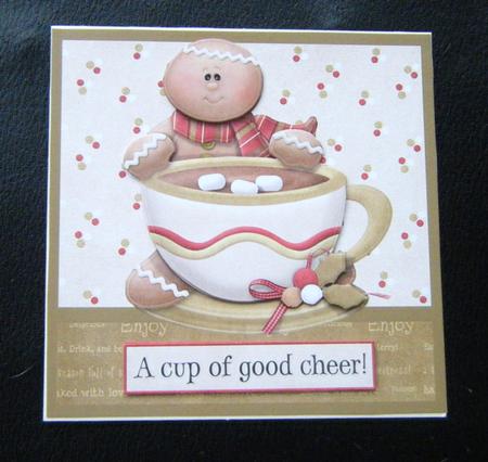 A Cup of Good Cheer Christmas Decoupage Card by Charlie Angel