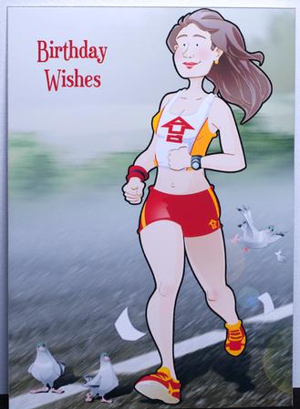 Jogger Lady (red) A4. by Helen Williams