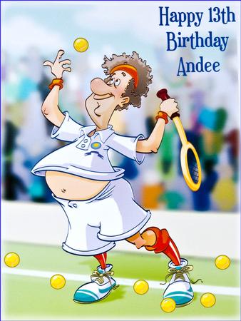 Tennis Dude A4. by Helen Williams
