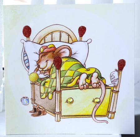 Get Well Soon Cute Mouse 8x8 Quick Card by Helen Williams