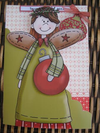 Christmas Angel with Bauble A5 Shaped Print & Fold Card by Hennie Walsh