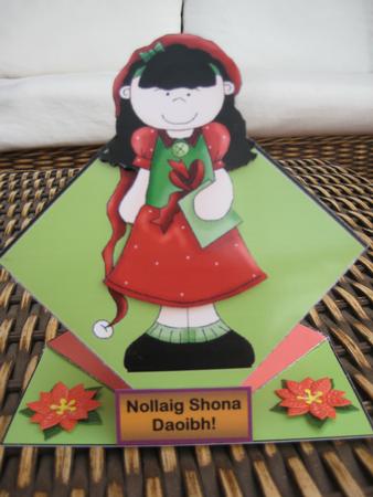 Christmas Elf with Present Pop Up Spring Card by Hennie Walsh