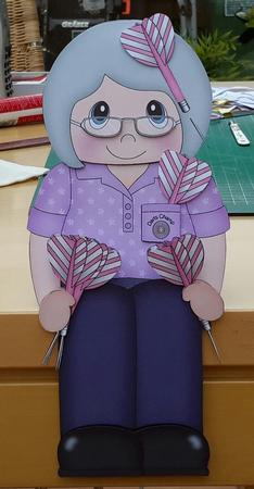 3D on the Shelf Card Kit - Little Old Lady Darts Player Joan by Hennie Walsh