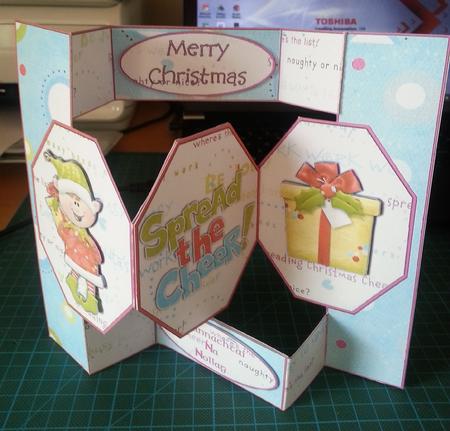 Spread the Cheer Elf Octagon Pop Up Card by Hennie Walsh
