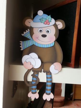 3D on the Shelf Card Kit - Christmas Snowballing Monkey by Hennie Walsh