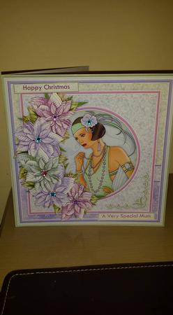 Christmas Art Deco Lady & Poinsettia Pastel 8x8 Mini Kit Featured Gallery Photo