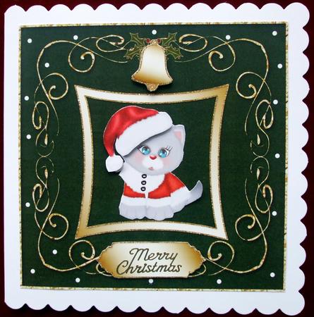 Christmas Bell on Swirly Frame Card Front (4) by Hilary Shemmans