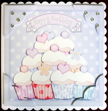 8 x 8 Cupcakes Birthday Scalloped Corner Topper by Hilary Shemmans