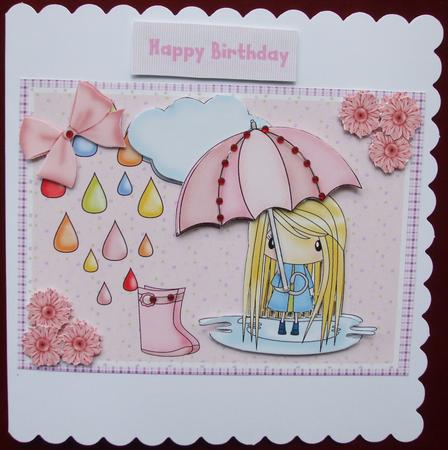 Lovely Little Girl Sheltering Under Her Brolly by Hilary Shemmans