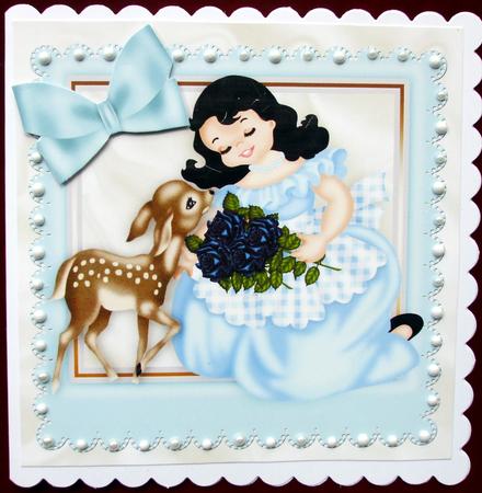 Pretty Lady with Flowers and Cute Little Deer by Hilary Shemmans