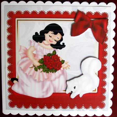 Pretty Lady with Red Roses and White Squirrel by Hilary Shemmans
