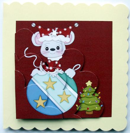 Christmas Mouse with Christmas Tree Shell Edged Corner Stack by Hilary Shemmans